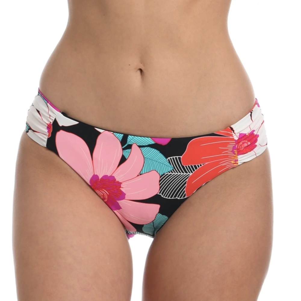 NWT La Blanca In Full Bloom Reversible Side Shirred Hipster Bikini Bottom